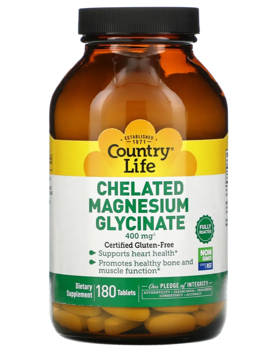 Country Life Chelated Magnesium Glycinate 400 mg 180 Tablets