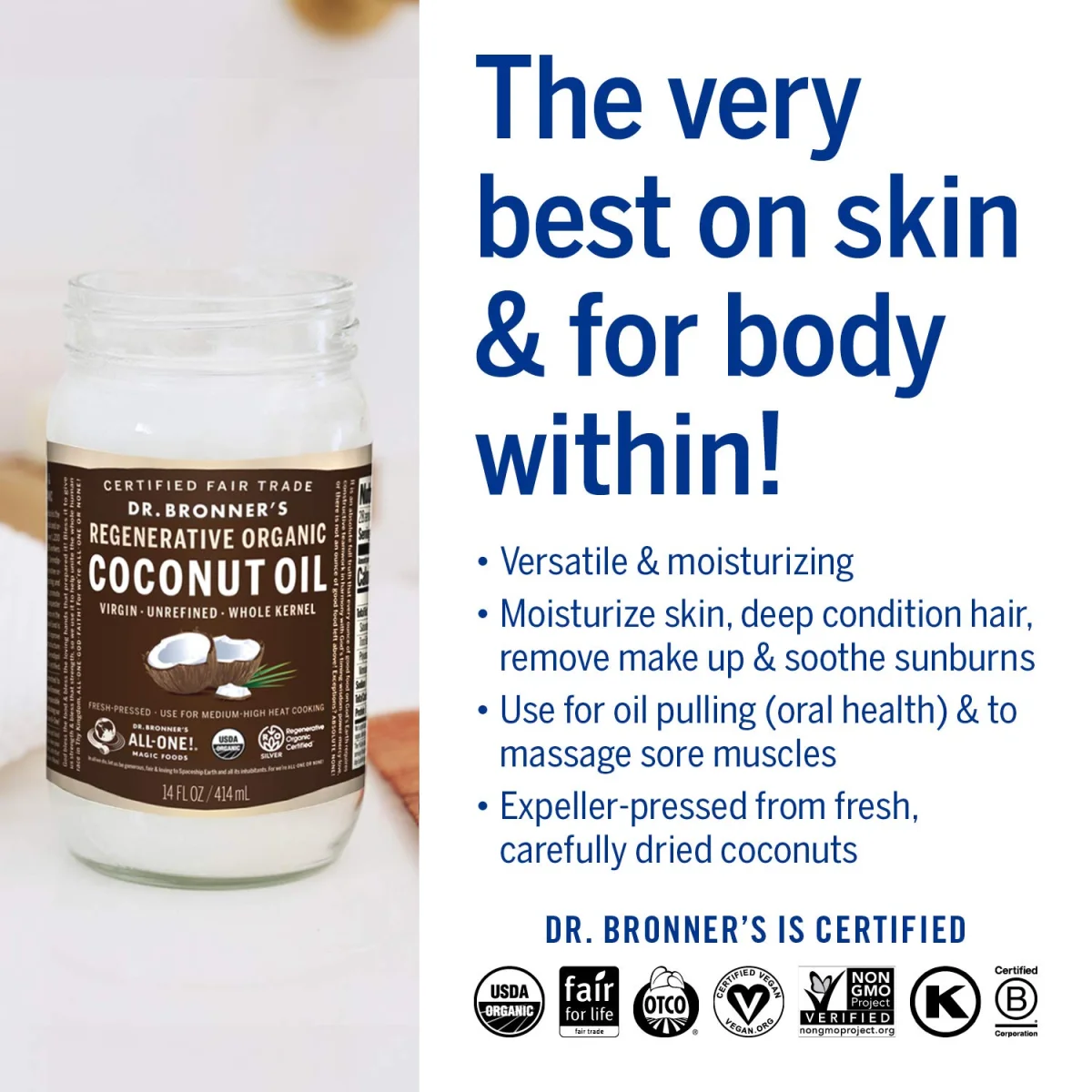 Dr. Bronner's Organic Virgin Coconut Oil - 14 fl oz