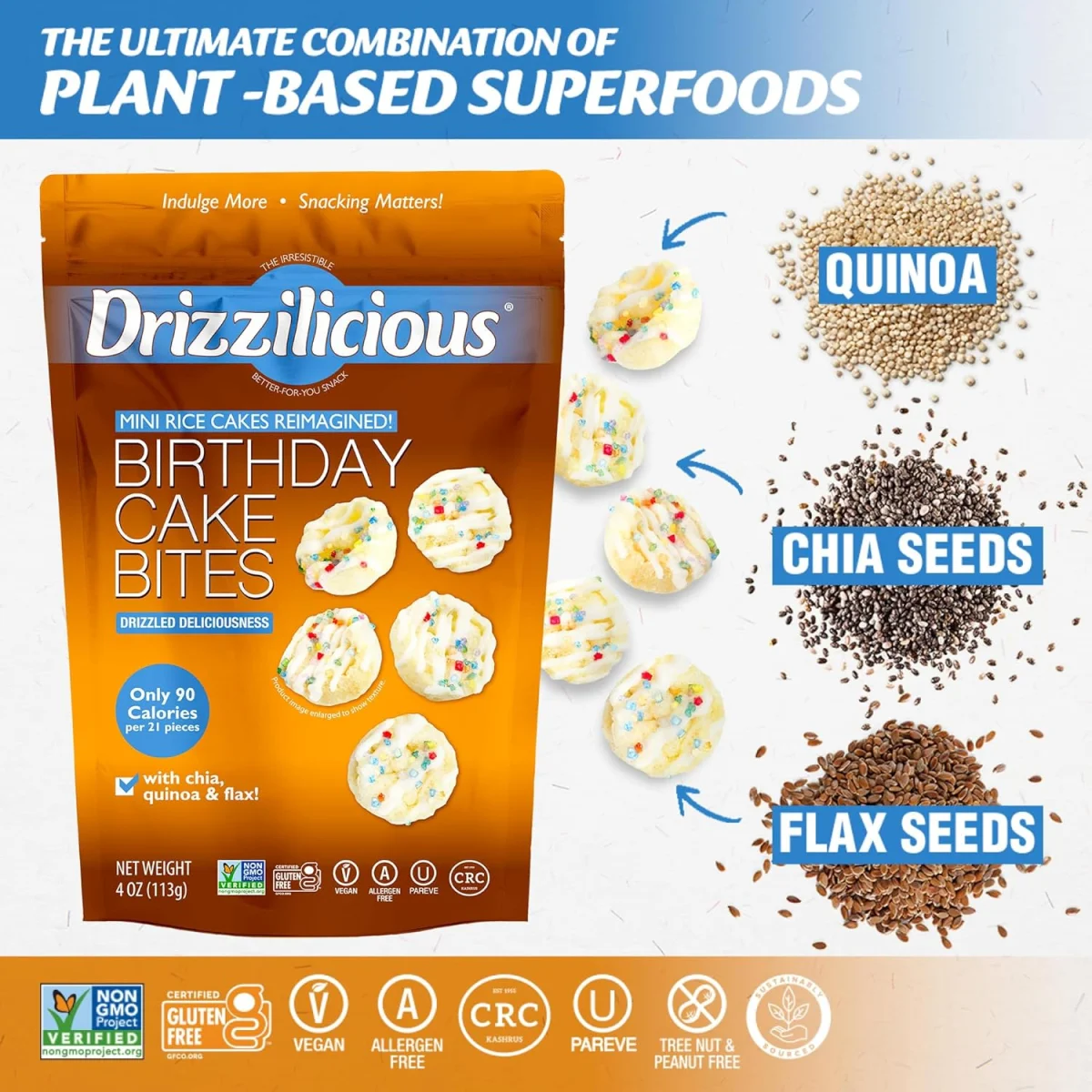 Drizzilicious Mini Rice Cakes, Cookies & Cream - 4 oz
