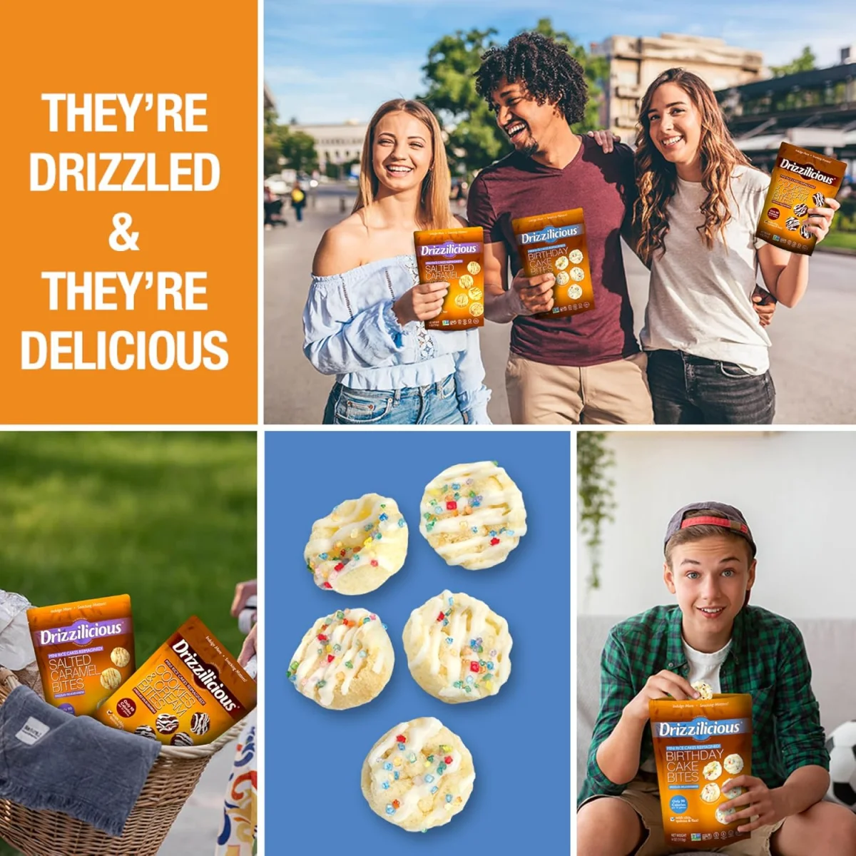 Drizzilicious Mini Rice Cakes, Cookies & Cream - 4 oz