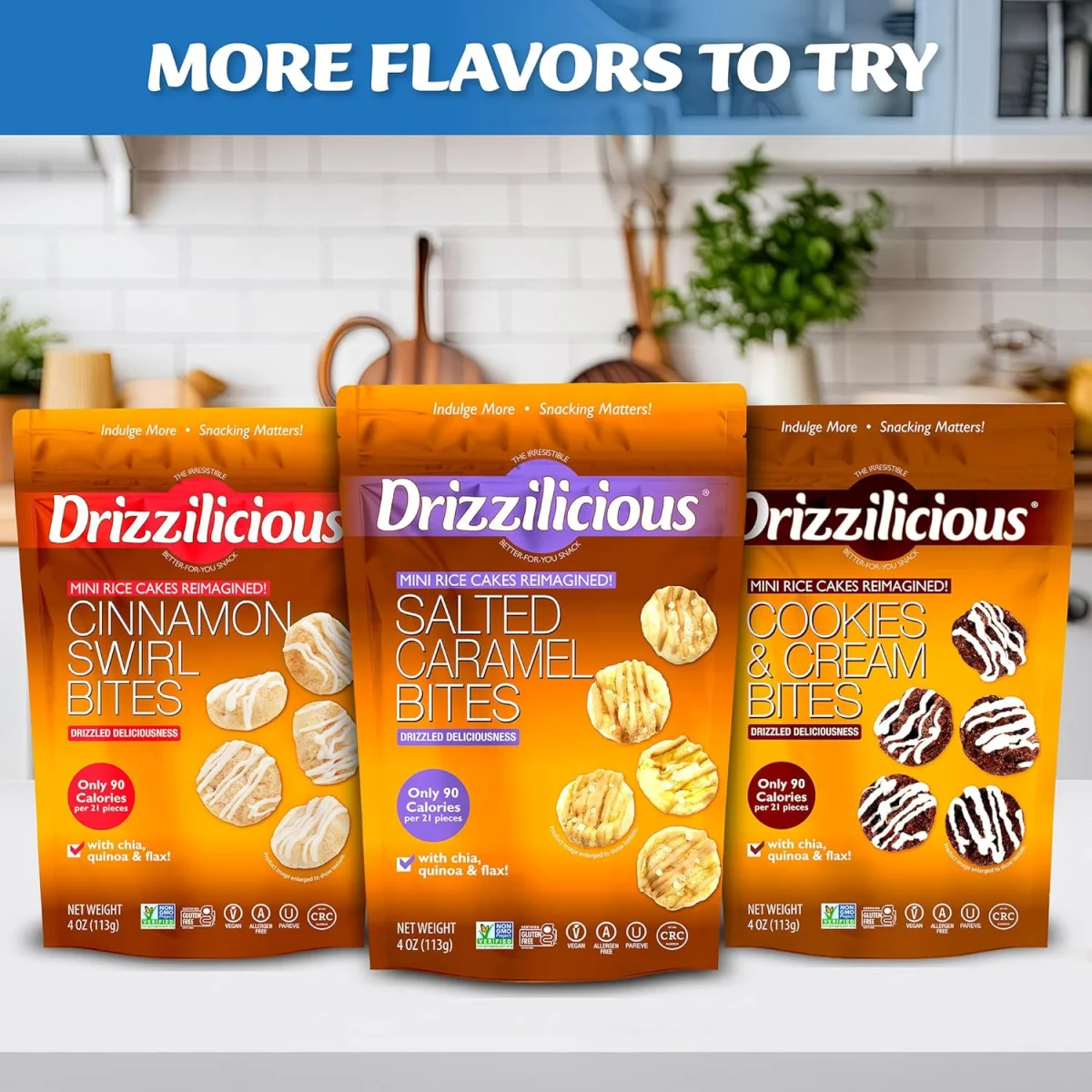 Drizzilicious Mini Rice Cakes, Cookies & Cream - 4 oz