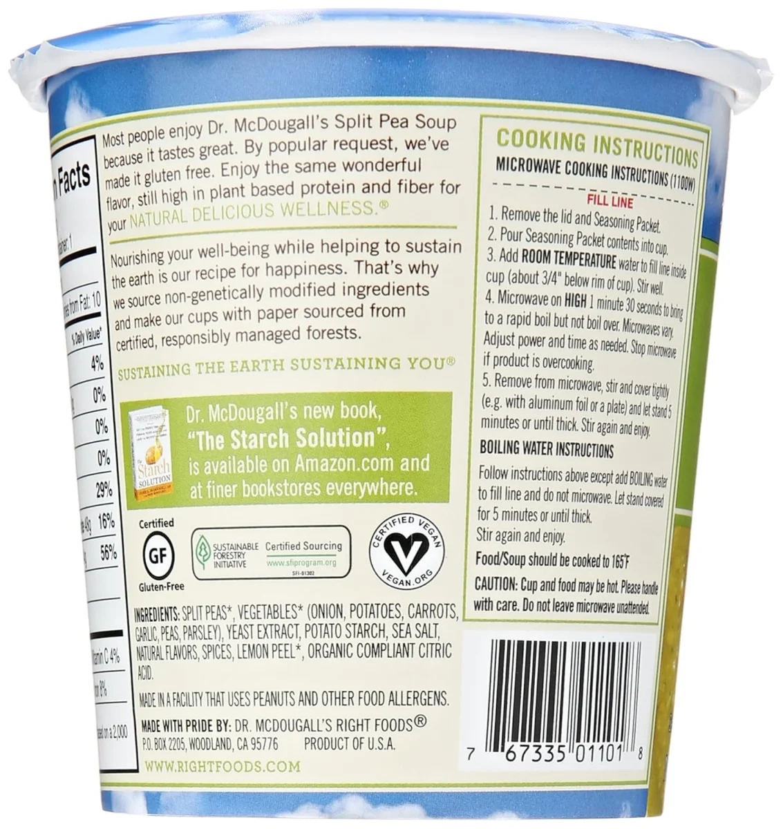 Dr. McDougall's Big Cup Vegan Split Pea Soup - 2.5 oz