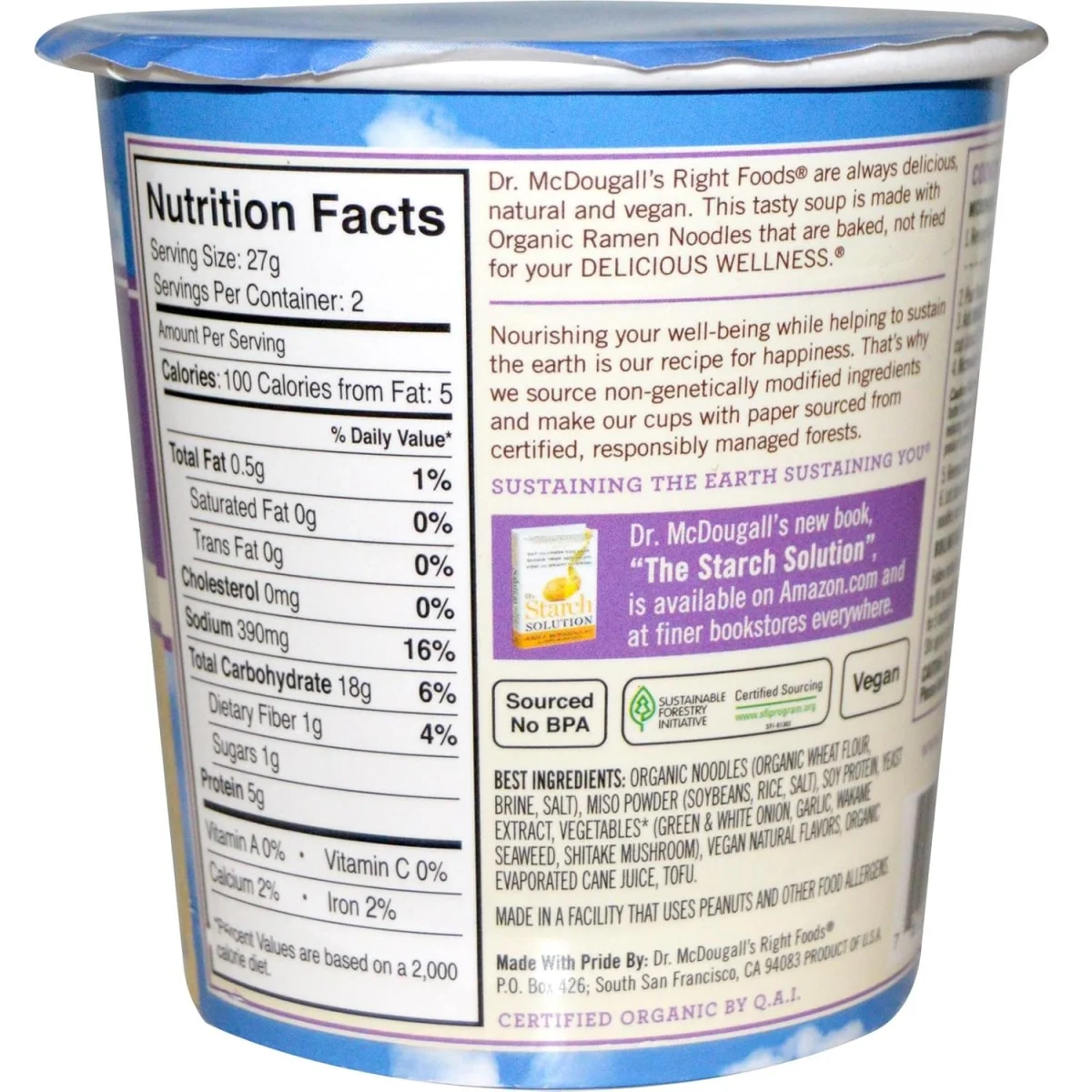 Dr. McDougall's Vegan Miso Ramen Noodle Soup - 1.9 oz