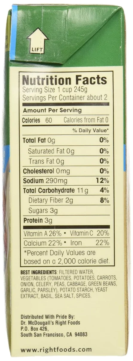 Dr. McDougall's Lower Sodium Garden Vegetable Soup - 17.9 fl oz