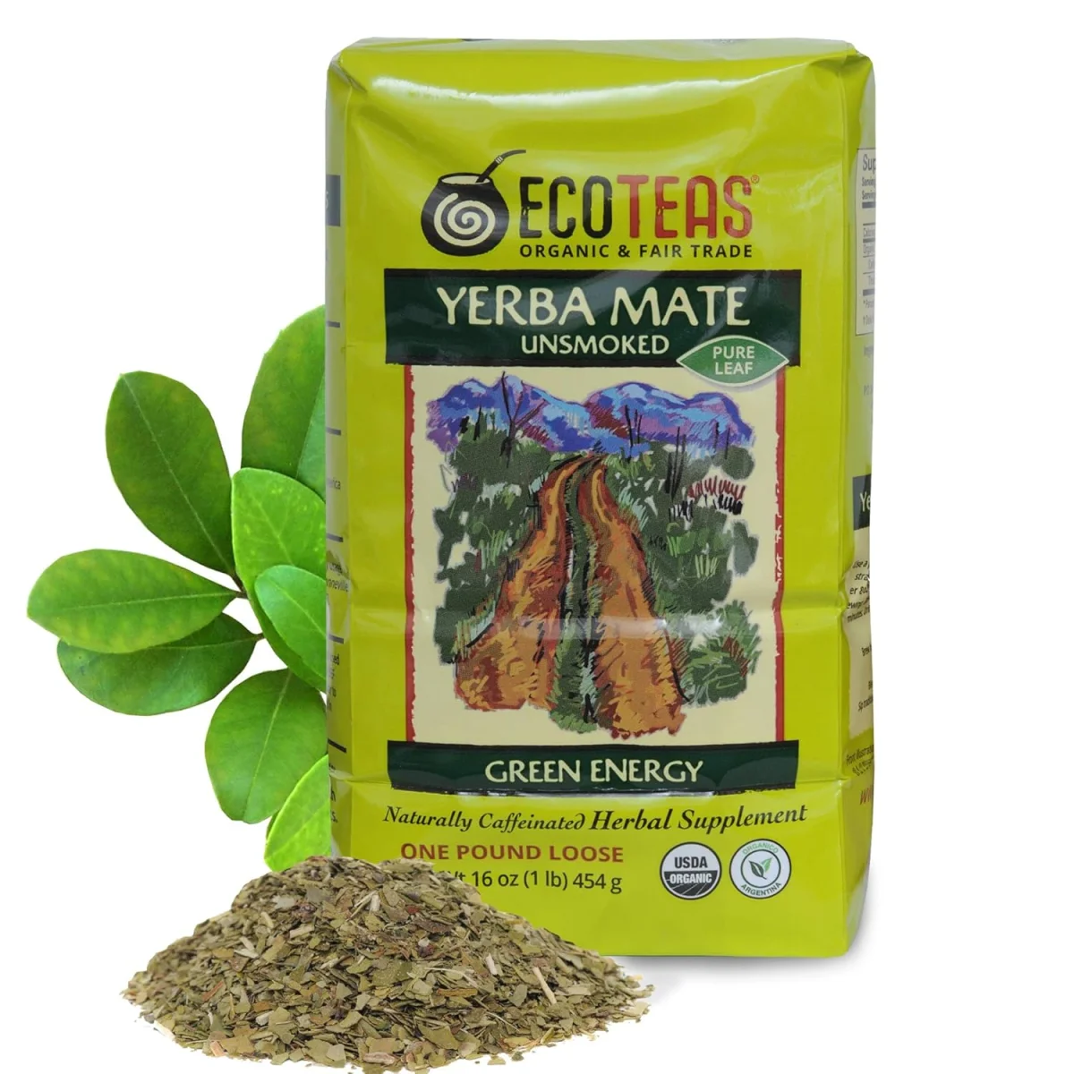 Eco Teas Organic Yerba Mate, Unsmoked Loose Tea - 1 lb