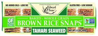 Edward & Sons Baked Brown Rice Snaps, Tamari Seaweed - 3.5 oz
