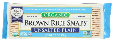 Edward & Sons Organic Brown Rice Snaps, Plain Unsalted - 3.5 oz