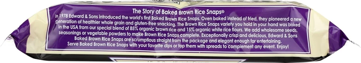 Edward & Sons Brown Rice Snaps, Gluten Free Black Sesame - 3.5 oz