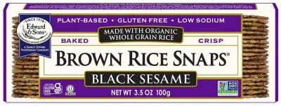 Edward & Sons Organic Brown Rice Snaps, Gluten Free Black Sesame - 3.5 oz