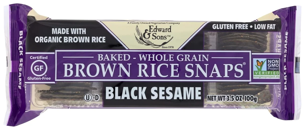 Edward & Sons Brown Rice Snaps, Gluten Free Black Sesame - 3.5 oz