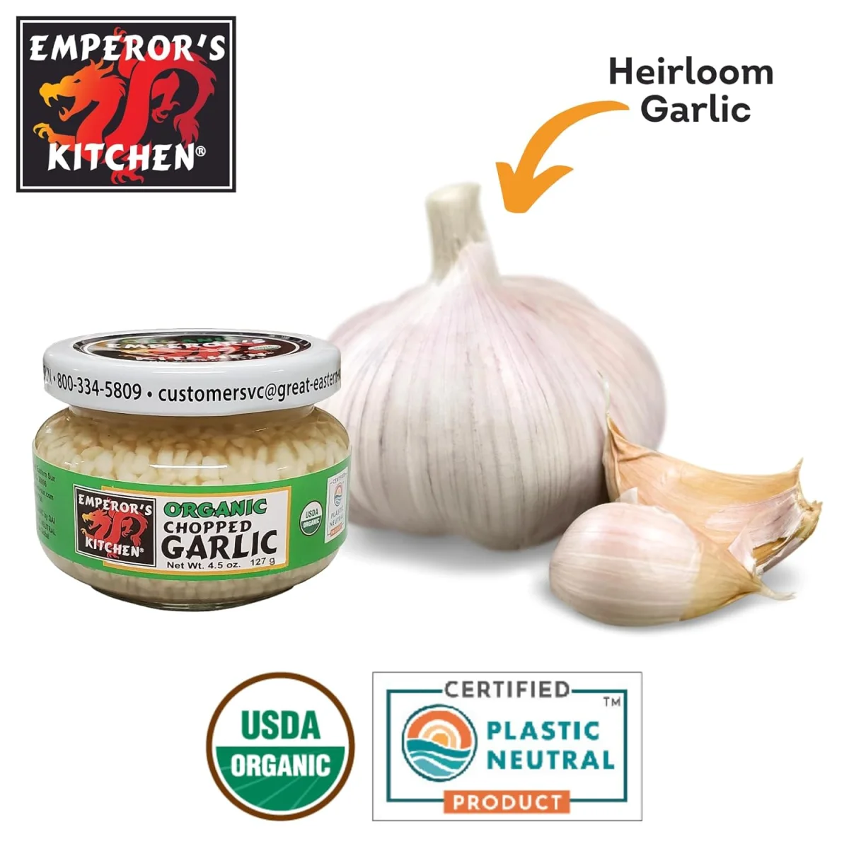Emperor's Kitchen Organic Chopped Garlic - 4.5 oz