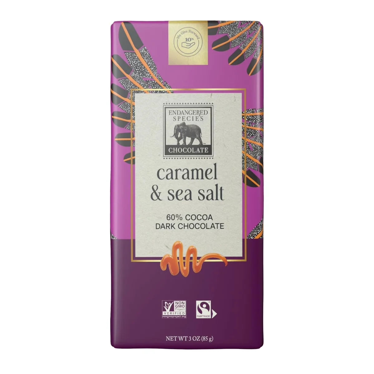 Endangered Species Dark Chocolate Sea Salt Caramel Bar - 3 oz