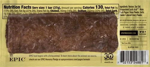 Epic Grass-Fed Venison Bar, Sea Salt & Pepper - 1.3 oz