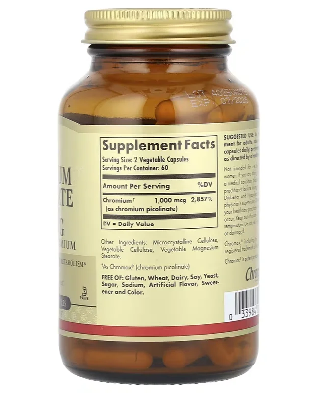 Solgar, Chromium Picolinate, 500 mcg, 120 Vegetable Capsules