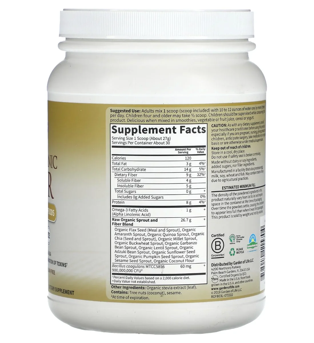 Garden of Life RAW Organic Fiber - 28.32 oz