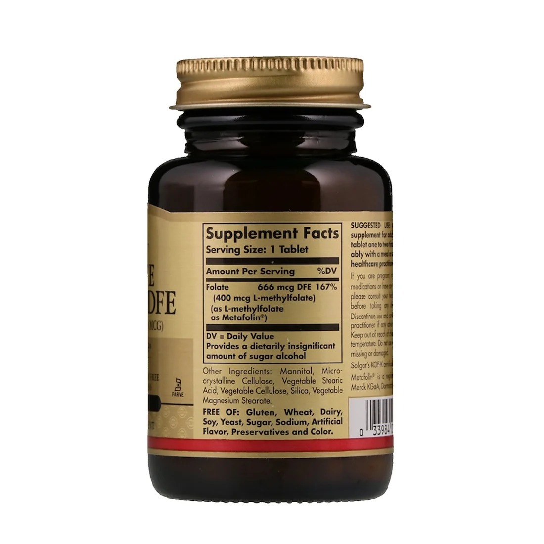 Solgar Folate 666 MCG DFE - 400 mcg - 100 Tablets