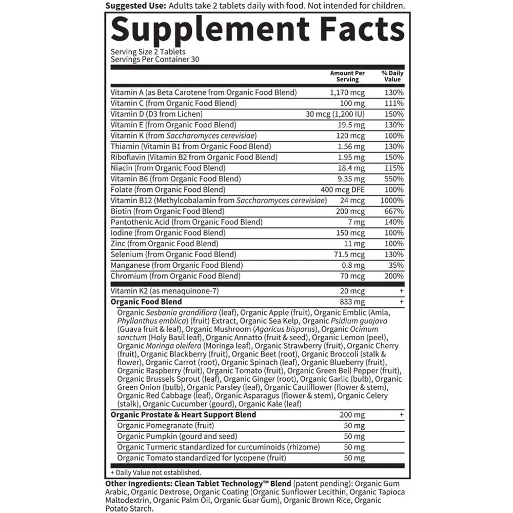 Garden of Life Organics Men's Multi 40 Plus - 60 Vegan Tablets