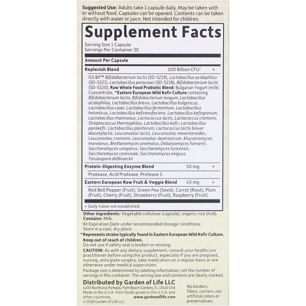 Garden of Life Raw Probiotics Ultimate Care - 100 billion CFU - 30 Vegetarian Capsules