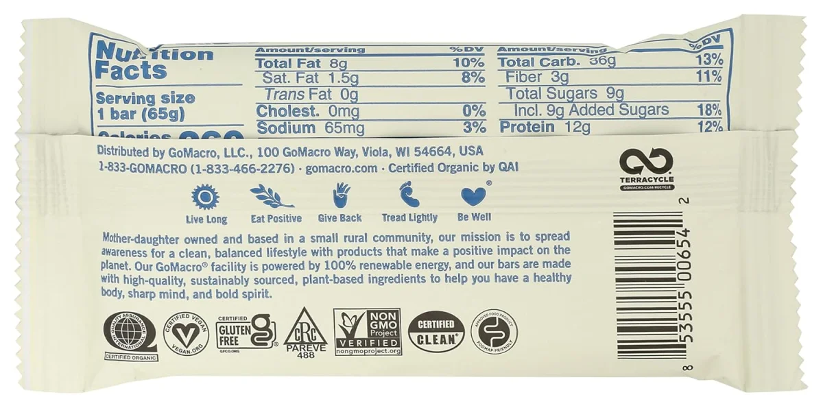 GoMacro MacroBar, Oatmeal Chocolate Chip - 2.3 oz