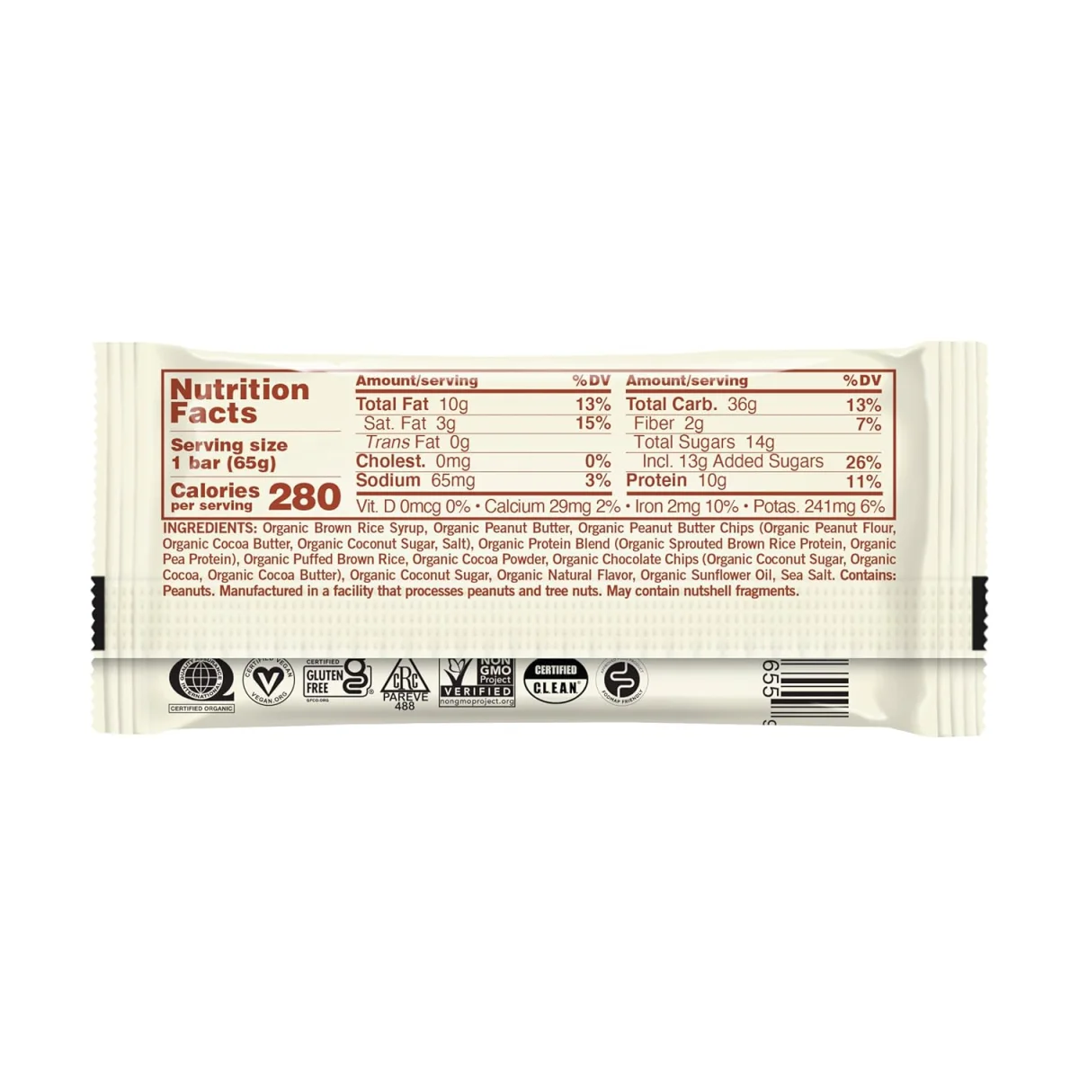 GoMacro MacroBar, Double Chocolate Peanut Butter Chips - 2.3 oz