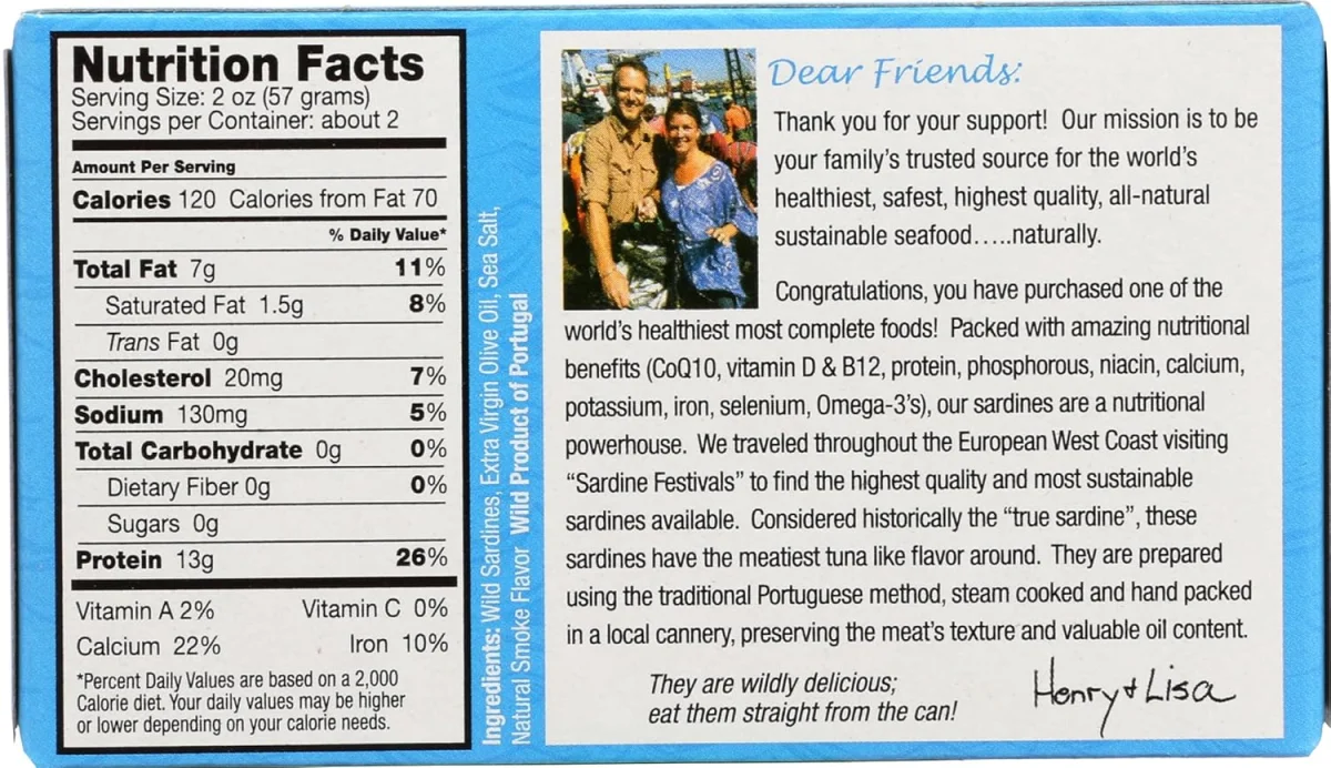 Henry & Lisa's Natural Seafood Wild Sardines in Extra Virgin Olive Oil - 4.25 oz