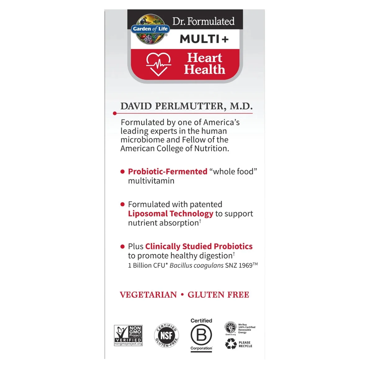 Garden of Life, Dr. Formulated Multi+, Heart Health, 30 Capsules
