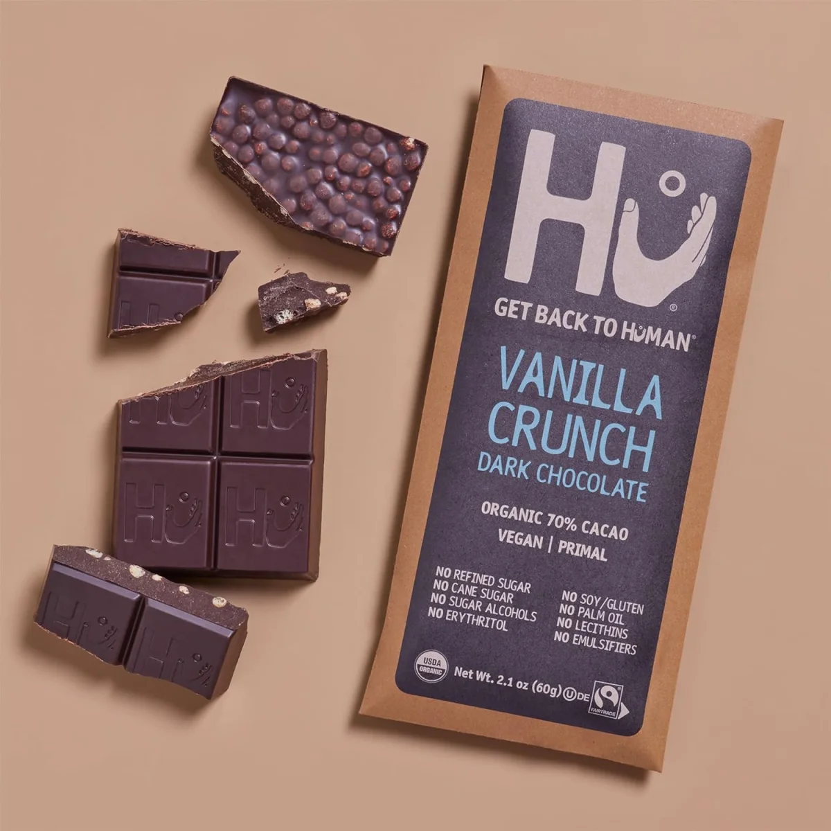 Hu Vanilla Crunch Dark Chocolate Bar - 2.1 oz