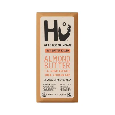 Hu Organic Fair Trade Milk Chocolate Bar, Almond Butter Almond Crunch - 2.1 oz