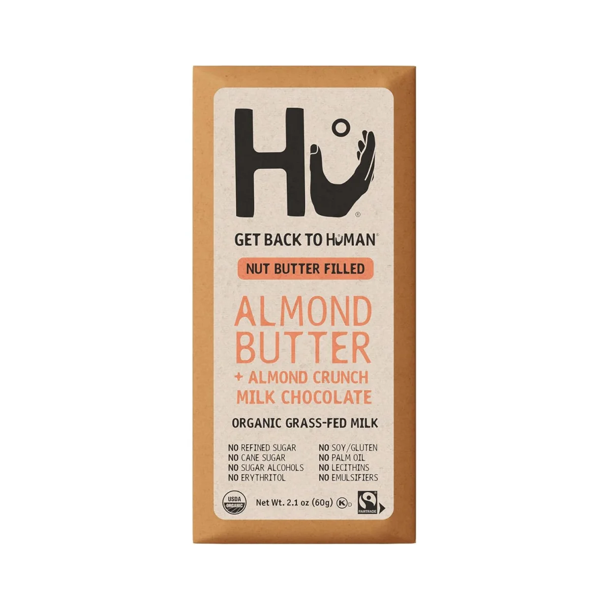 Hu Organic Fair Trade Milk Chocolate Bar, Almond Butter Almond Crunch - 2.1 oz