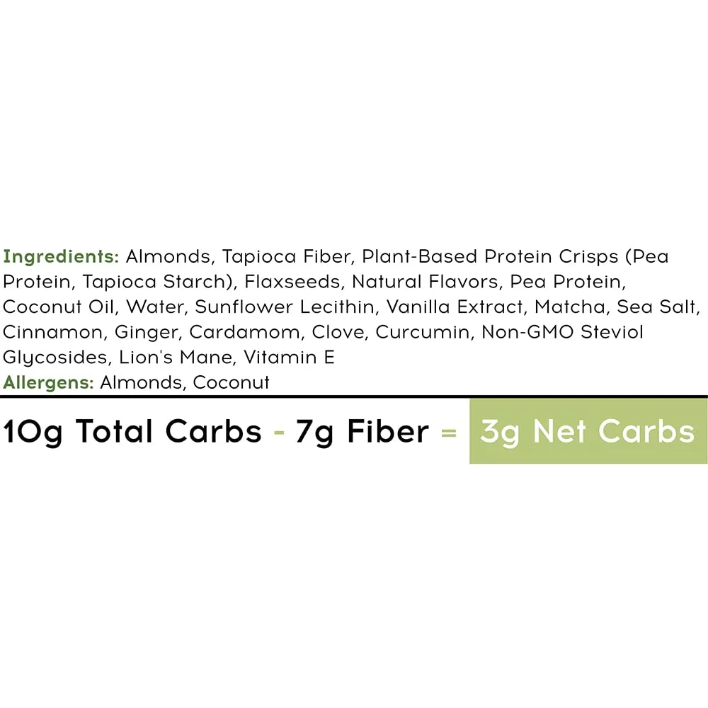 IQBAR Brain and Body Keto Protein Bar, Matcha Chai