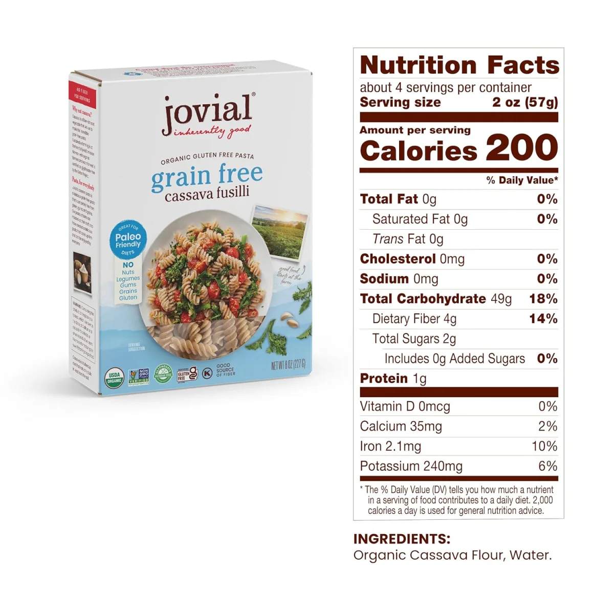 Jovial Organic Grain Free Cassava Fusilli - 8 oz