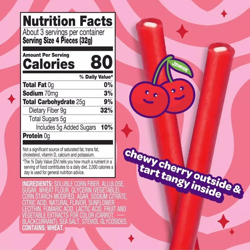 Joyride Sweets Chewy Cherry Berry Filled Candy Ropes - 3.5 oz
