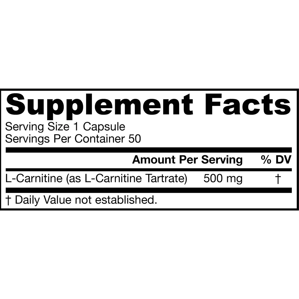 Jarrow Formulas L-Carnitine 500 500 mg 50 Veggie Caps