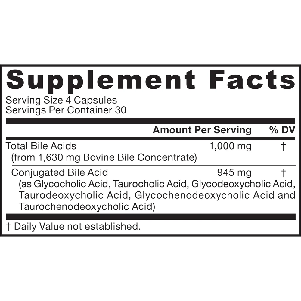 Jarrow Formulas Bile Acid Factors 120 Capsules