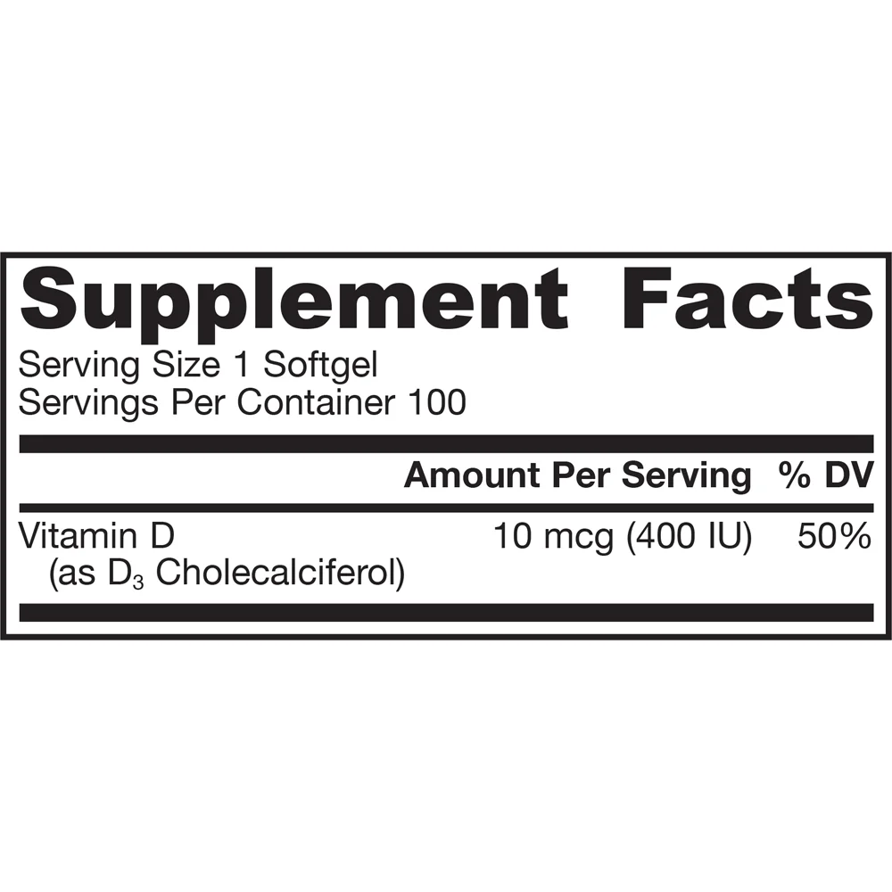 Jarrow Formulas Vitamin D3 Cholecalciferol 400 IU 100 Softgels