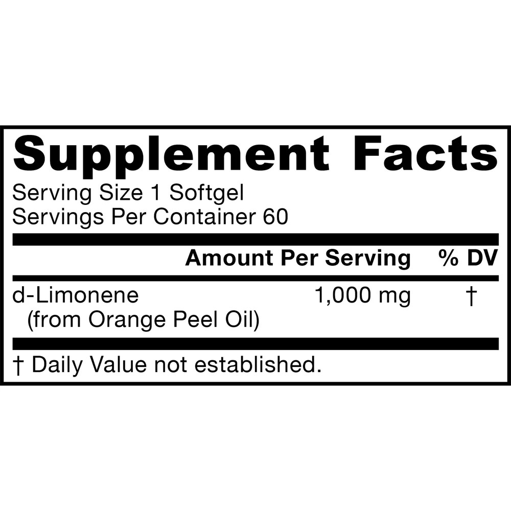 Jarrow Formulas d-Limonene 1,000 mg 60 Softgels