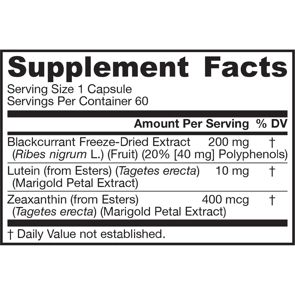 Jarrow Formulas Blackcurrant + Lutein 60 Veggie Caps