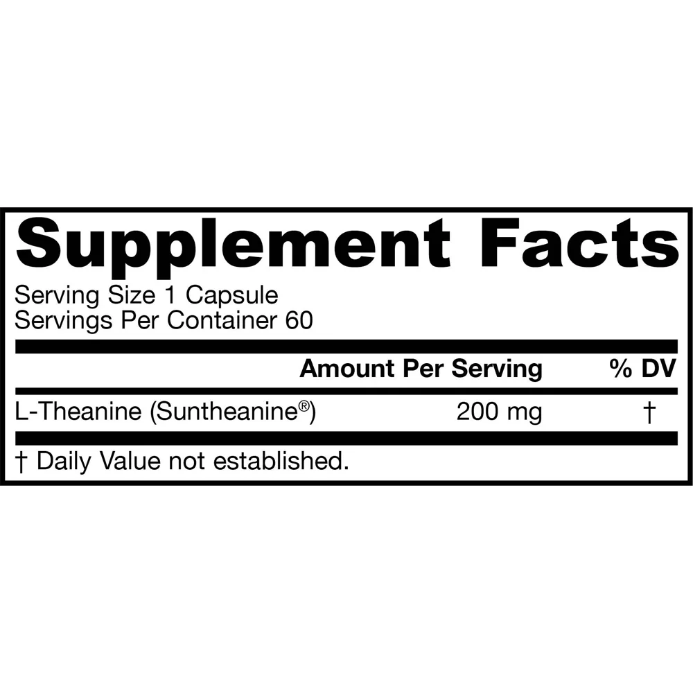 Jarrow Formulas Theanine 200 - 200 mg - 60 Veggie Capsules