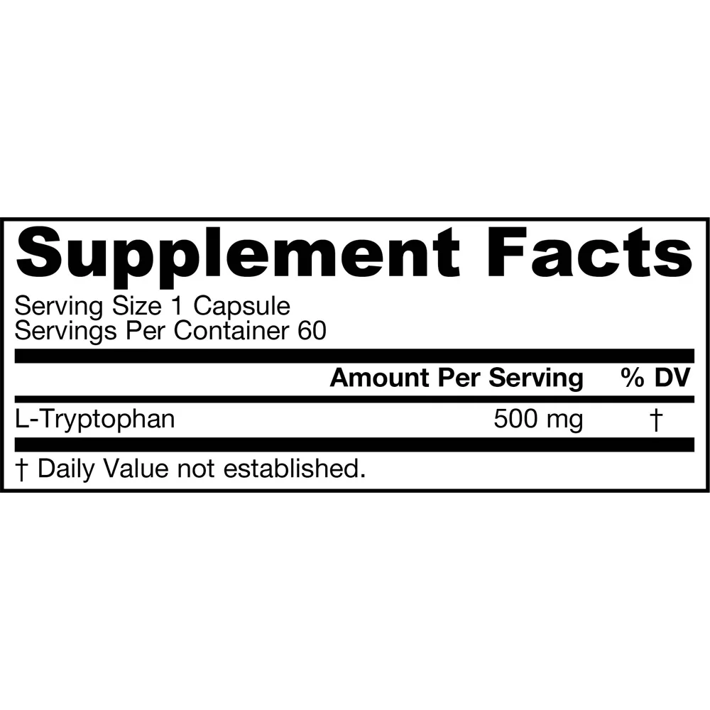 Jarrow Formulas L-Tryptophan - 500 mg - 60 Veggie Capsules