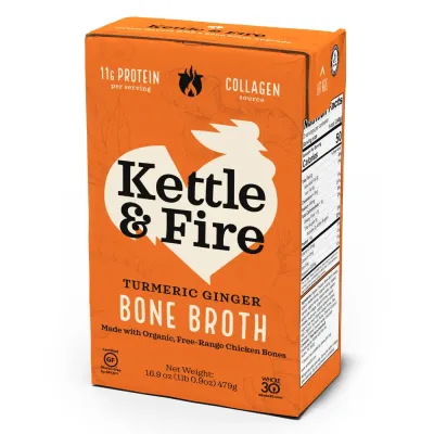 Kettle & Fire Turmeric Ginger Chicken Bone Broth - 16.9 oz