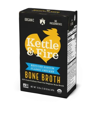 Kettle & Fire Organic Chicken Bone Broth, Reduced Sodium - 16.9 oz