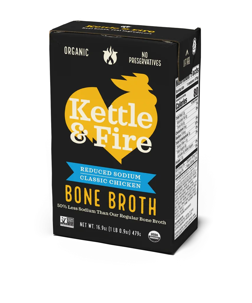 Kettle and Fire Soup Bone Broth Chicken Low Sodium Organic