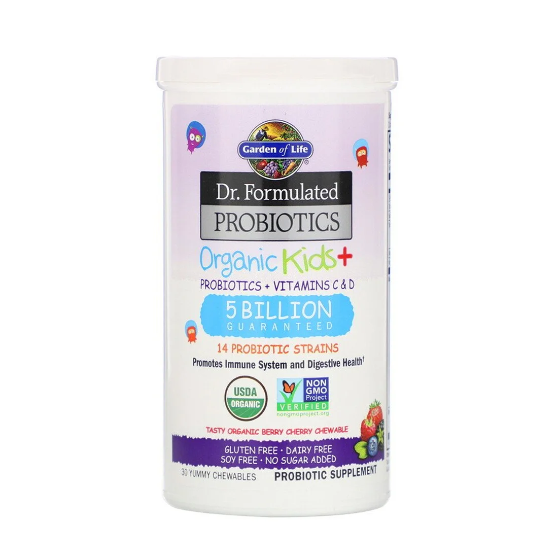 Garden of Life Kids Dr. Formulated Probiotics Organic Shelf Stable Berry Cherry - 5 billion - 30 Chewables