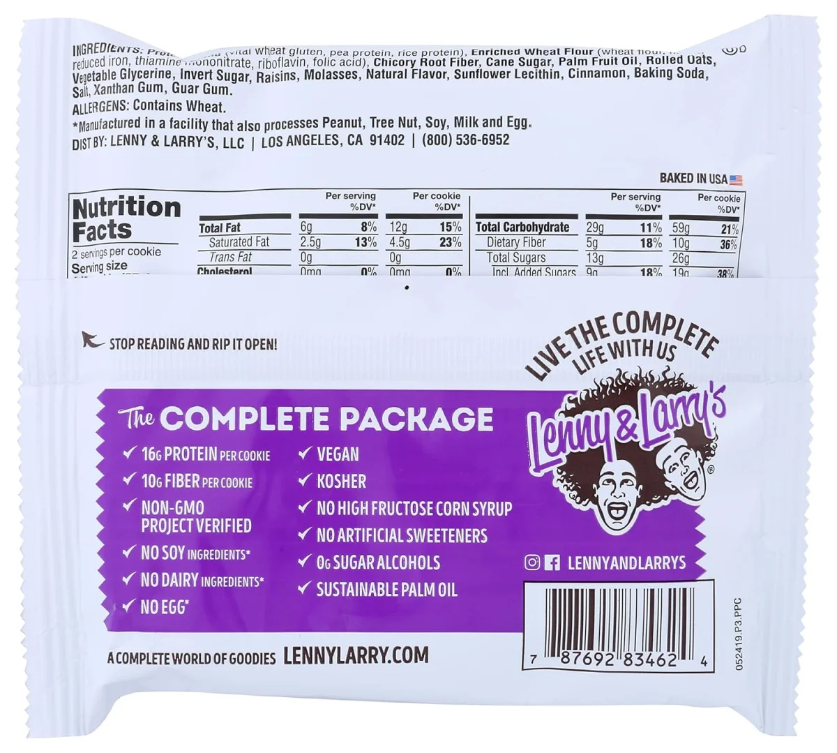 Lenny & Larry's The Complete Cookie, Oatmeal Raisin - 4 oz