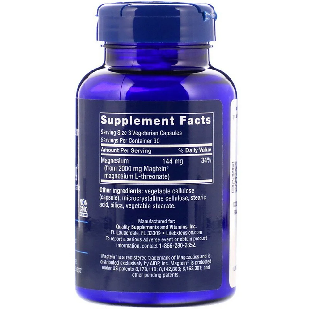 Life Extension Neuro-Mag Magnesium L-Threonate Cognitive Health Support - 90 Vegetarian Capsules