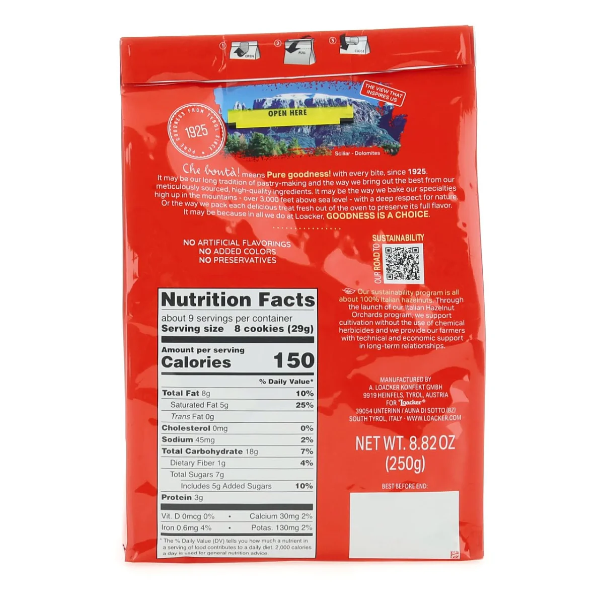 Loacker Quadratini Hazelnut Wafer Cookies - 8.82 oz