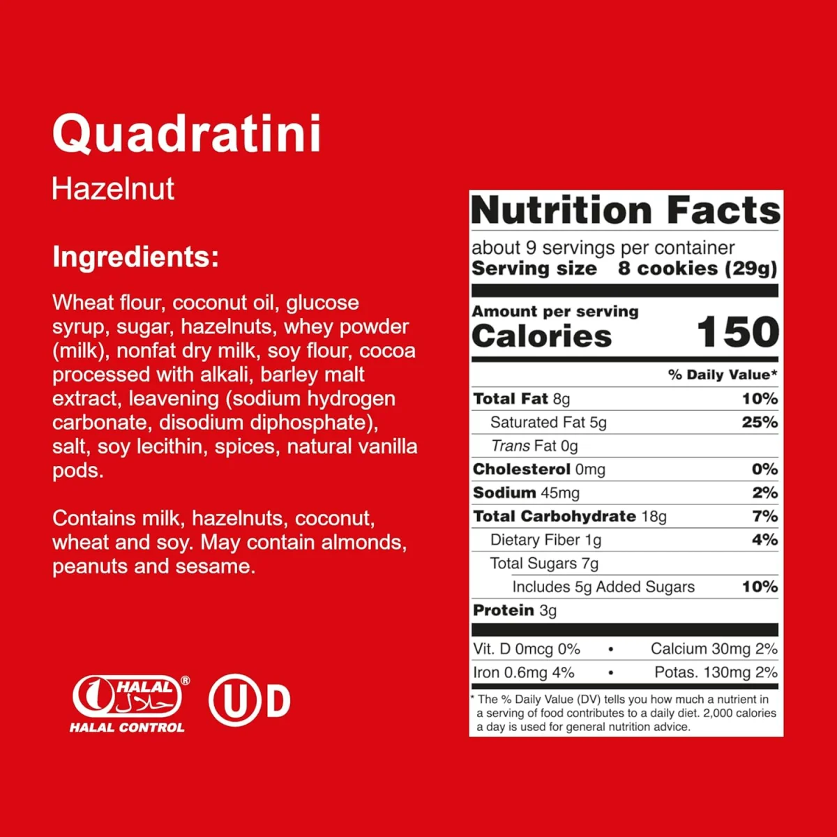 Loacker Quadratini Hazelnut Wafer Cookies - 8.82 oz