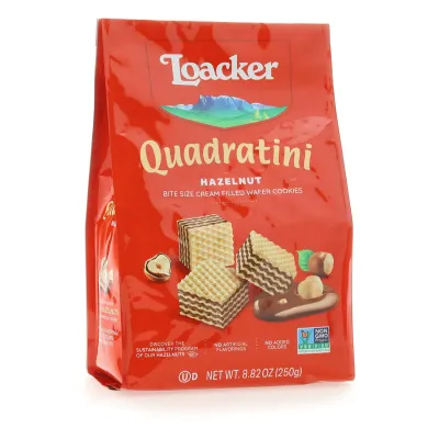 Loacker Quadratini Hazelnut Wafer Cookies - 8.82 oz