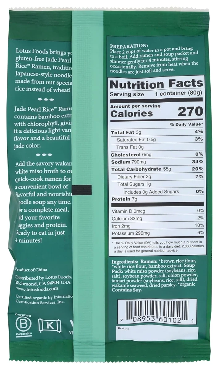 Lotus Foods Organic Jade Pearl Rice Miso Ramen Soup Mix - 2.8 oz