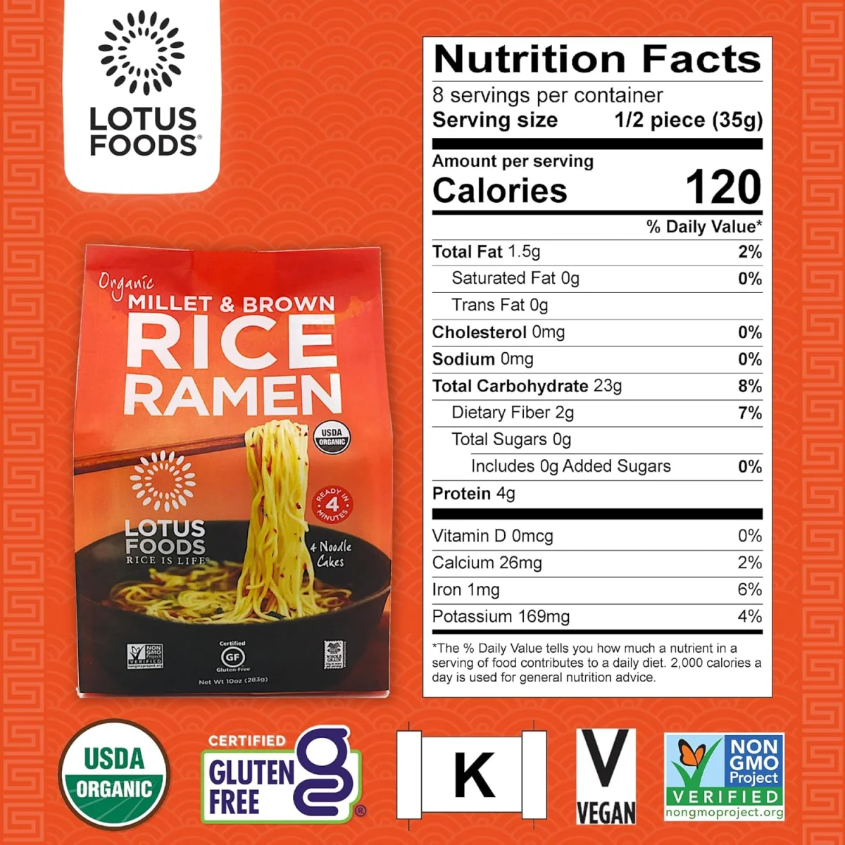 Lotus Foods Organic Millet & Brown Rice Ramen Noodles - 10 oz